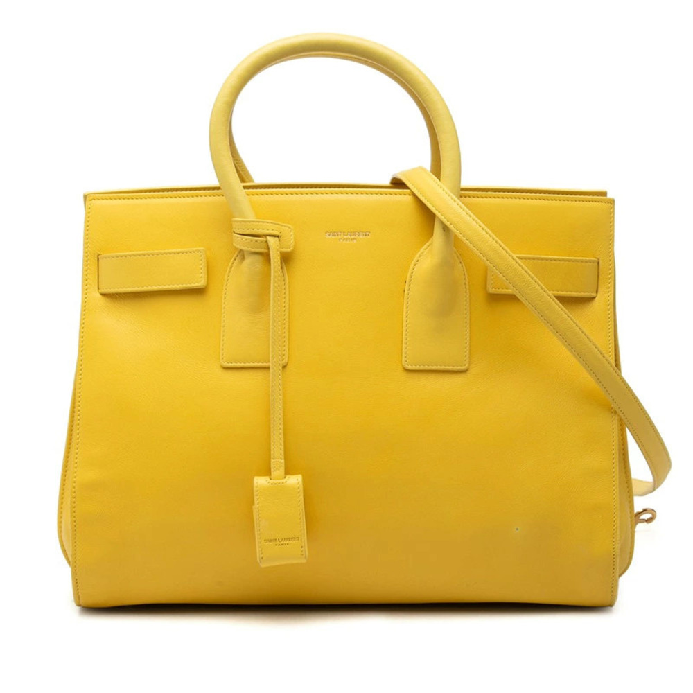 Saint Laurent Sac de Jour Handbag Shoulder Bag Yellow Leather